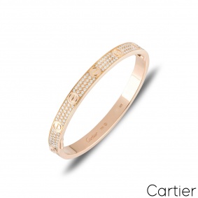 Cartier Rose Gold Full Pave Diamond Love Bracelet Size 17 N6036917 Cartier Rose Gold Full Pave Diamond Love Bracelet Size 17 N6036917